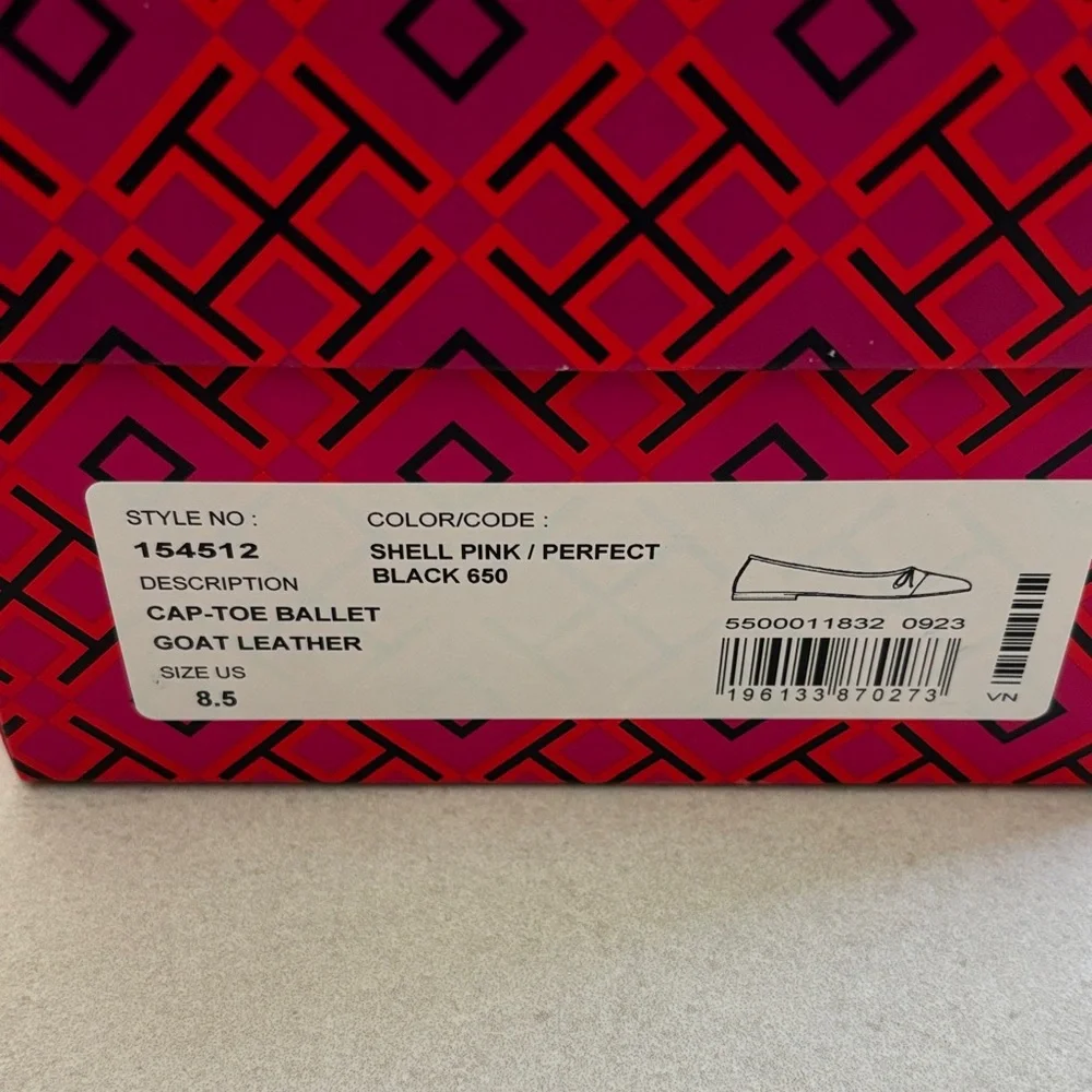 Tory Burch Two-Tone Black and Beige Leather Ballet Flats w/ Box